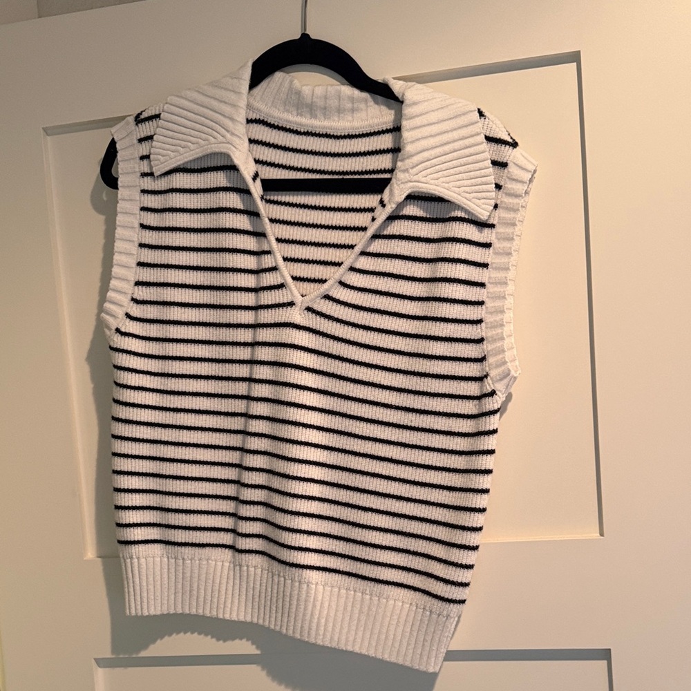 Striped Sleeveless Soft collared and shirt sleeved Sweater